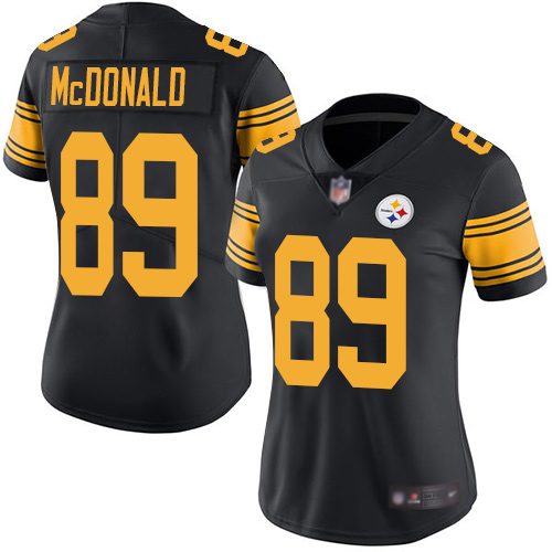 Women Pittsburgh Steelers Football #89 Limited Black Vance McDonald Rush Vapor Untouchable Nike NFL Jersey->women nfl jersey->Women Jersey
